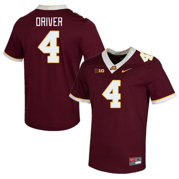 Men #4 Cristian Driver Minnesota Golden Gophers College Football Jerseys Stitched-Maroon